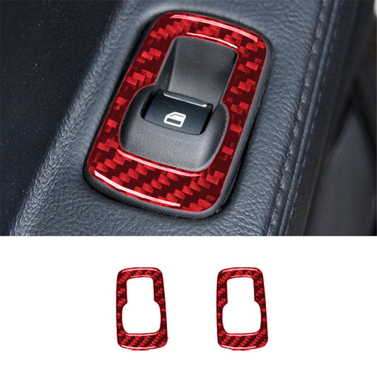 Carbon Fiber Rear Window Button Trim Panel Cover for Ford Explorer 2011-2014 Red