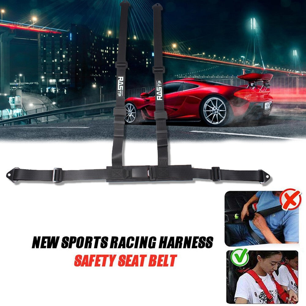Black 2 4 Point Harness Quick Release Safety Universal Go-Kart for Seat Belt Black