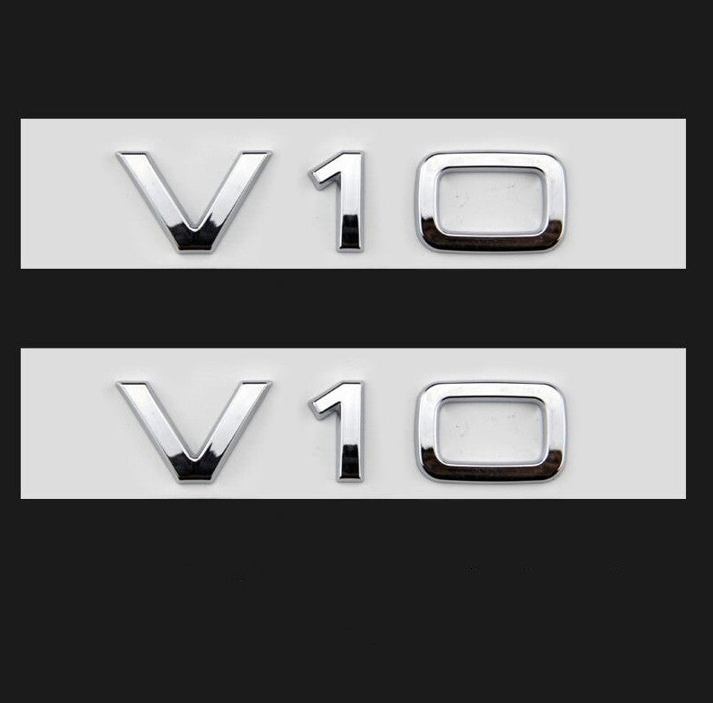 2-pack for Audi logo badge stickers, V10 side fender badges, chrome for A4 for A5 for A6 A7 Q3 Q5