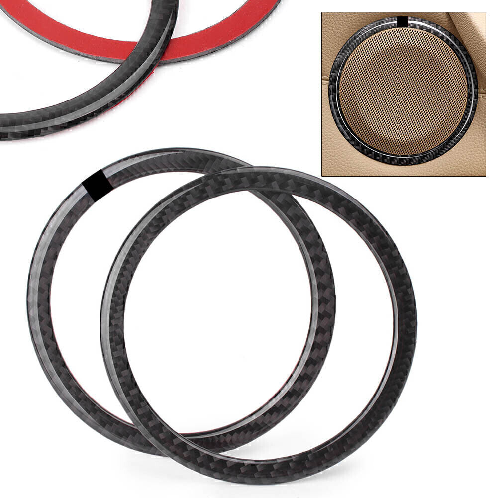 Pair Carbon Fiber Door Speaker Loud Cover Sticker Trim Fit for BMW E90 3 Series E84