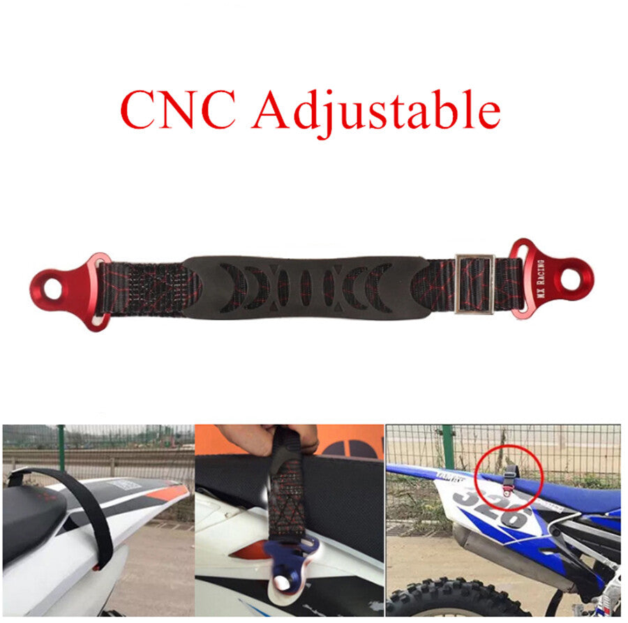 Motorcycle Rear Rescue Pull Strap Sling Lift Belt Tow Rope Adjustable Accessory