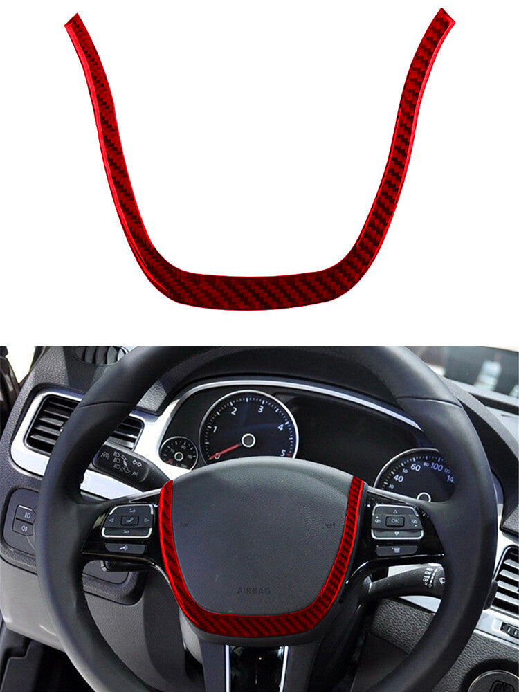 Red Steering Wheel Trim Cover Decoration Carbon Fiber for VW Touareg 2011-2018