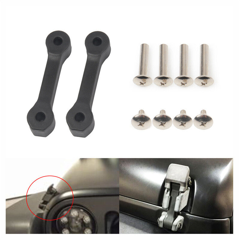 Black Hood Latch Upgrade Kit Fits for Jeep for Wrangler JK 2007-2017 Stops Shake Rattle