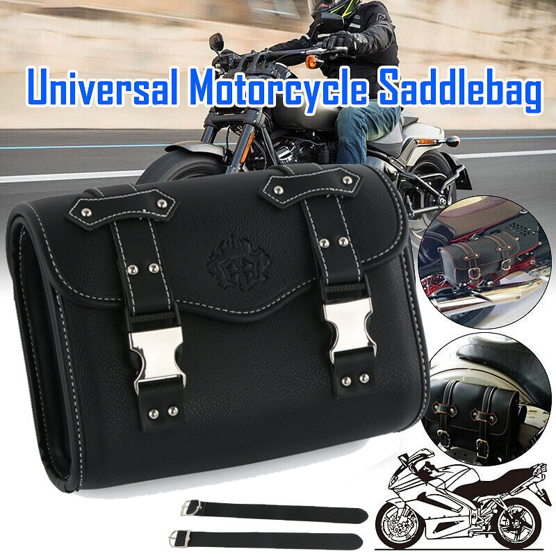 Motorcycle side saddle tool bag luggage box Panier synthetic leather universal black