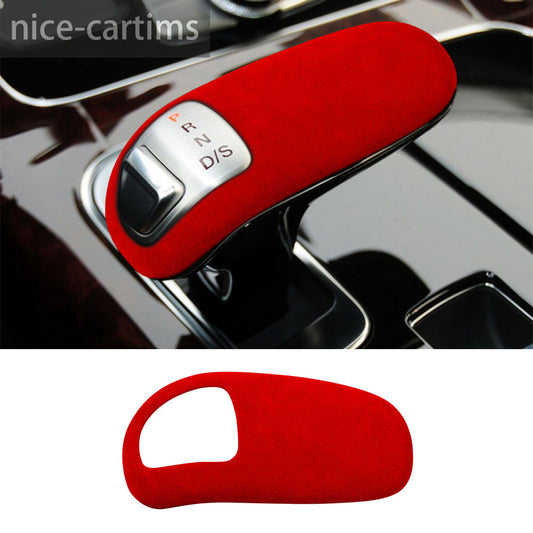 Suede Wine Red Console Gear Shift Knob Cover for Audi for A8 2011-17 Car Accessories