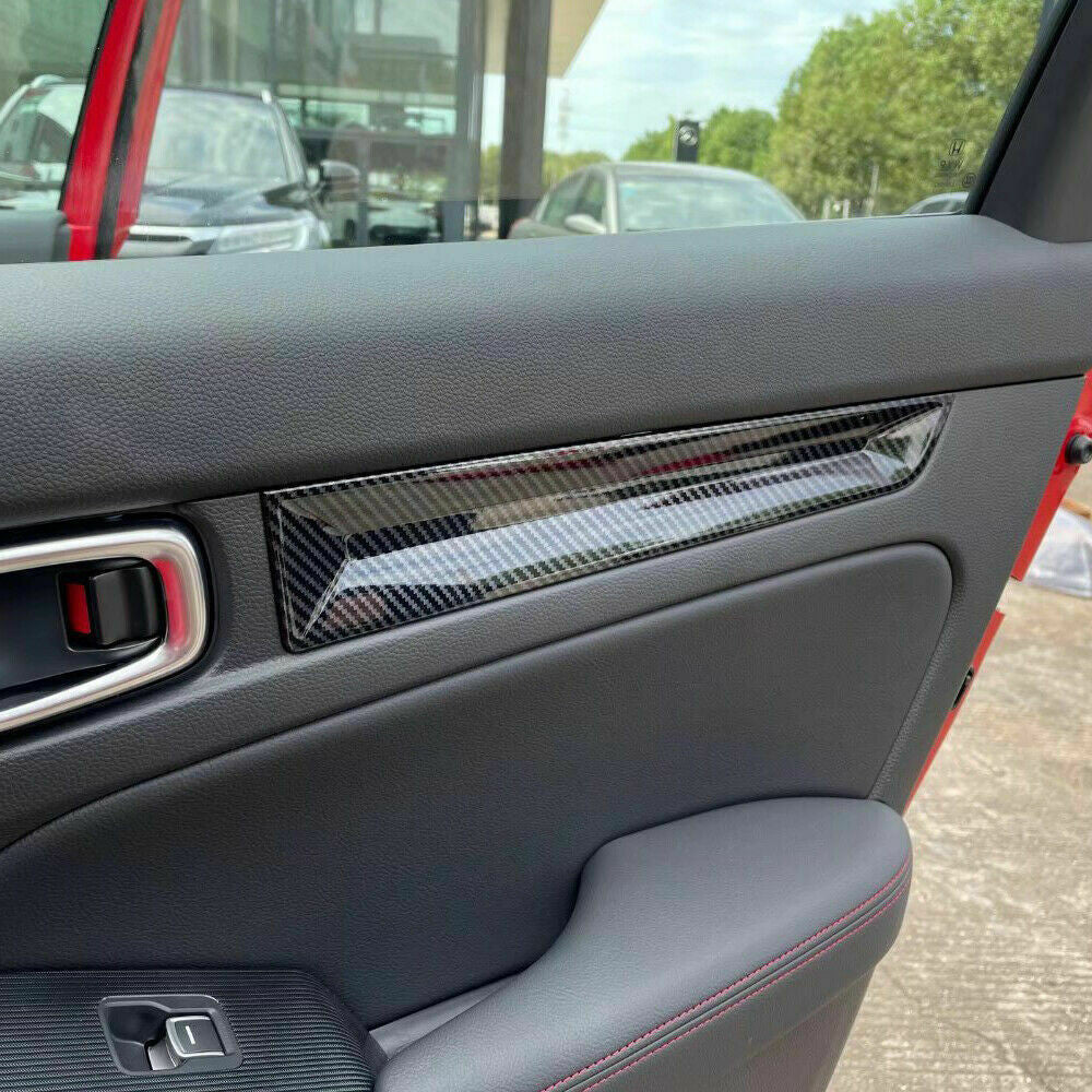 6X for Honda for Civic 2022-2023 Carbon Fiber Texture Interior Door Panel Cover Trim