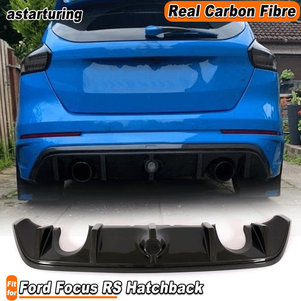 for Ford Focus RS Hatchback 16-18 REAL CARBON Rear Bumper Lip Diffuser Spoiler