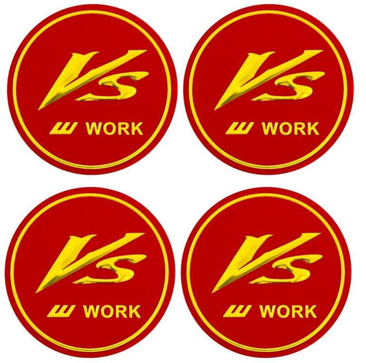 4-Piece VS Work Red Edge Sticker Wheel Center Sticker Rim Sticker 45mm