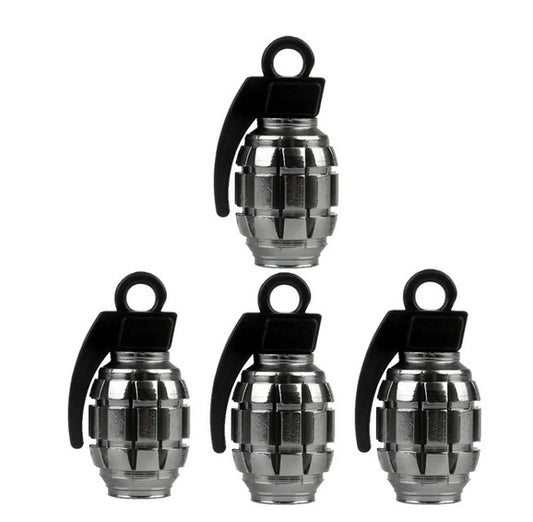 4-piece car tire valve cover rod air dust cover black punishment skull for Cadillac