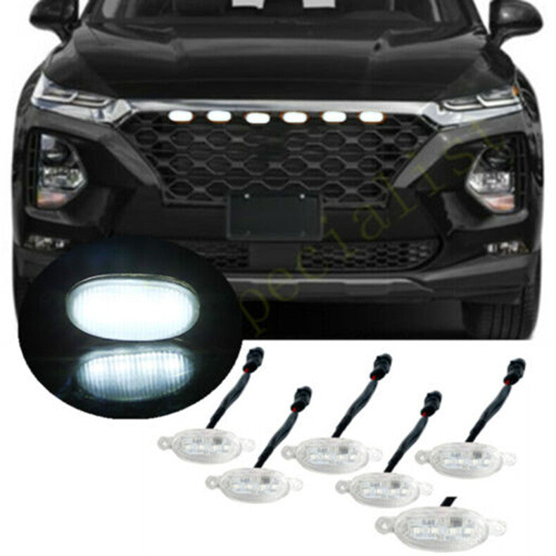 White Front Grille White LED Lamp Style DRL for Hyundai Santa Fe 2019-23