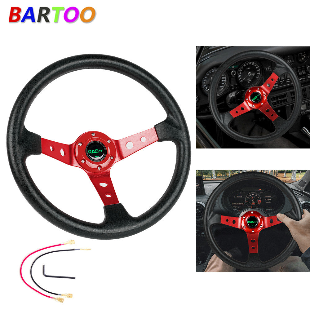 14 350mm 6 Bolt Racing Car Steering Wheel Horn Button Deep Dish 95mm