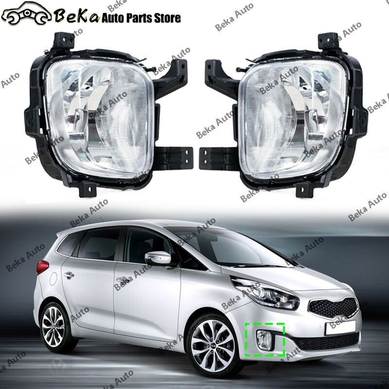 pair of left and right front bumper fog lights for Kia Carens Rondo 2013, 2014, 2015, and 2016 models.