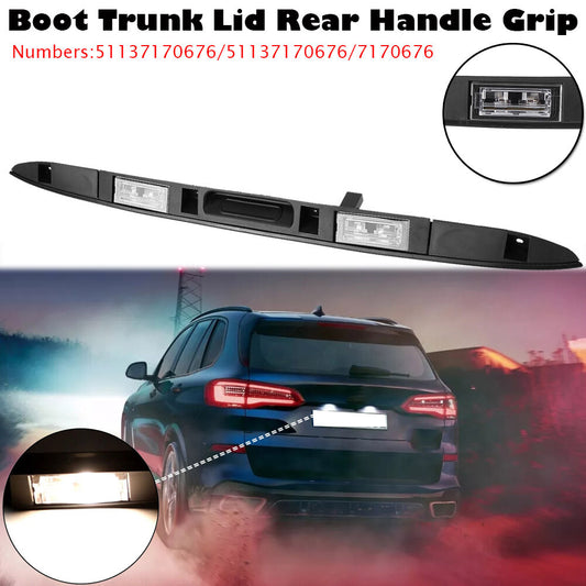 Boot-shaped trunk lid license plate handle with key button for BMW X5 E53 (2000-06-)