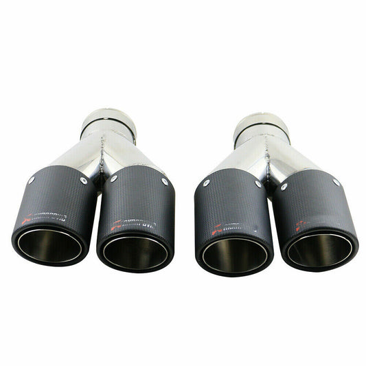 ID:2.5 63mm OD:3 76mm Carbon Fiber Exhaust Tip Dual Tips Matte Black New