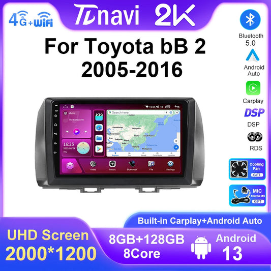 for Toyota bB 2 2005-2016 Android Car Radio CarPlay Multimedia Player GPS Screen