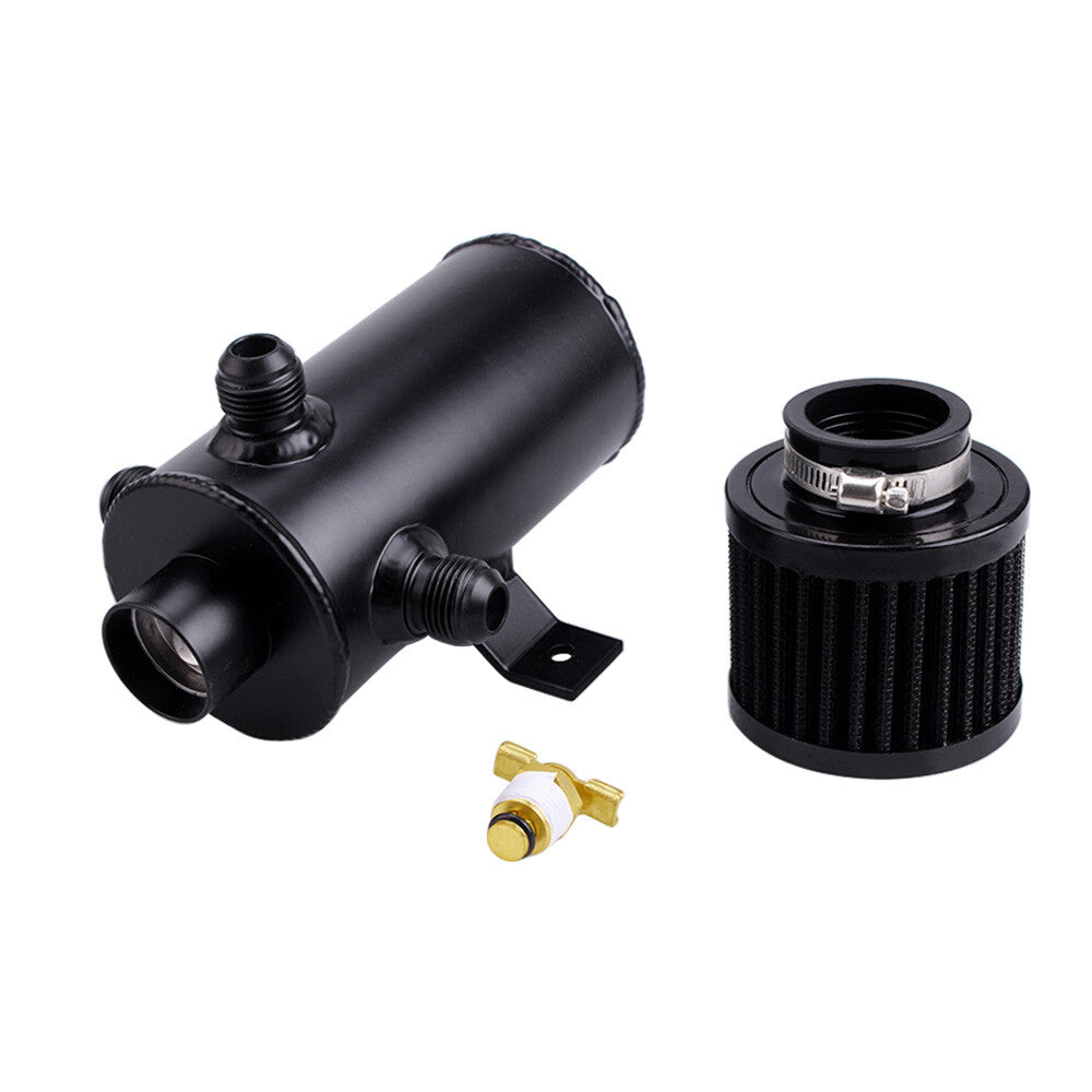 750ml Oil Catch Tank Can Aluminum 3-AN10 Port Baffled Breather Filter Reservoir