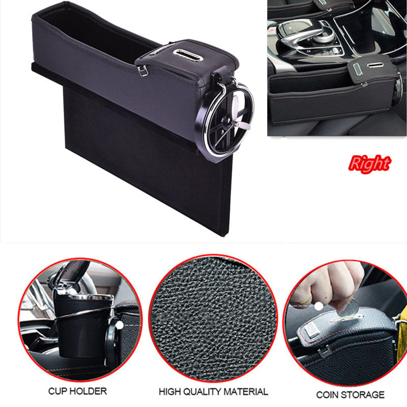 1x Car for Seat Catcher Gap Filler Storage Right Side Box Coin Collector Cup Holder