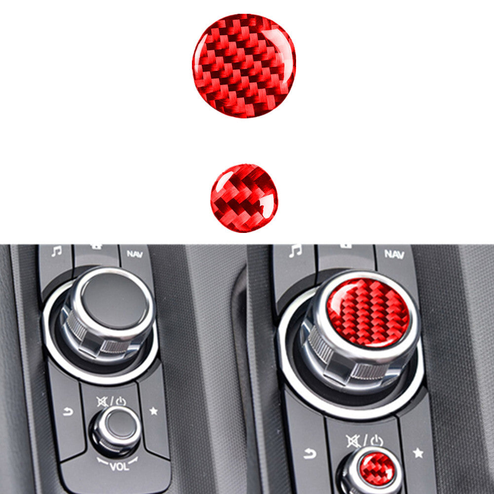 Red Carbon Fiber Console Multimedia Button Cover for Mazda MX-5 Miata 2016-2020