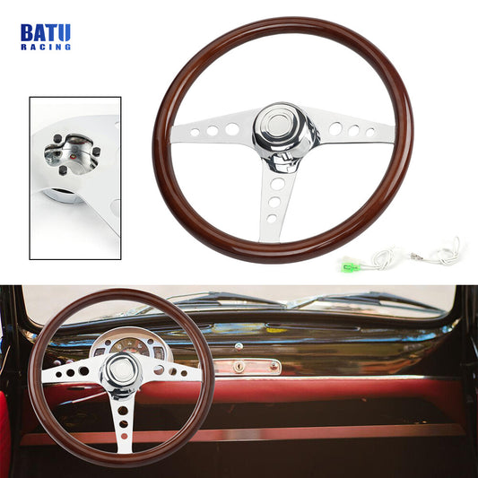 18 Wood Steering Wheel Chrome 3 Spoke for Freightliner / for Kenworth / for Peterbilt / for Volvo