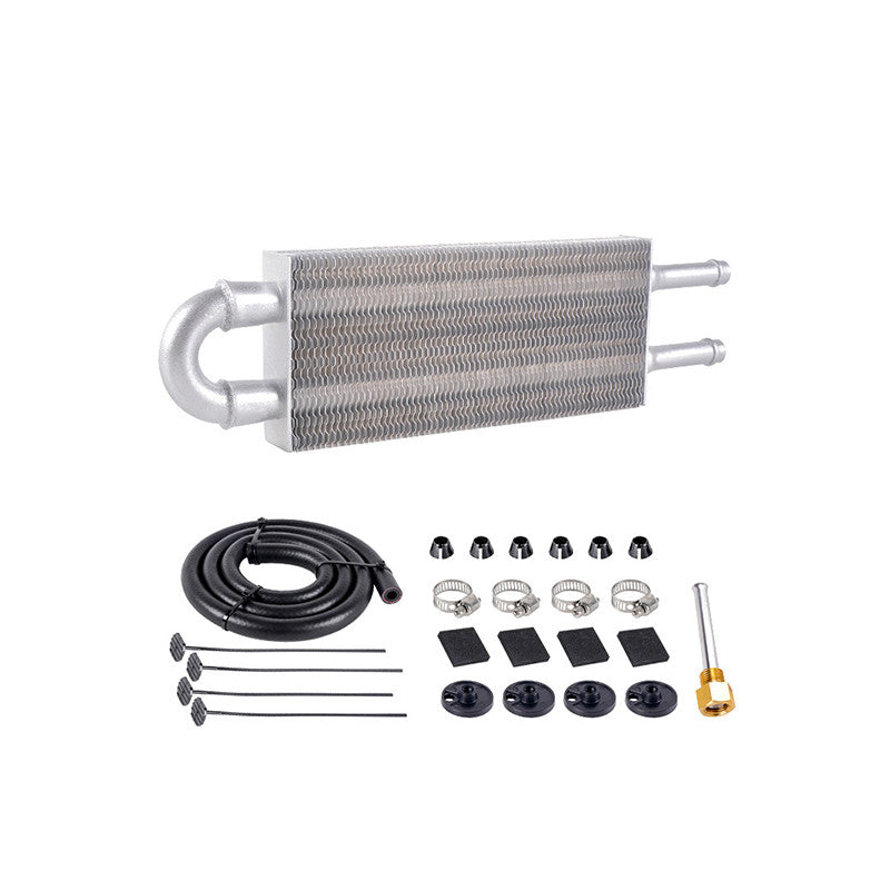 Universal 5/16 Transmission Oil Cooler Kit 2 Row/2 Pass Tube and Fin Oil Silver