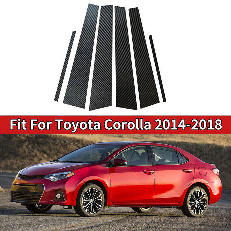 for Toyota for Corolla 14-18 6P Carbon Fiber Pillar Posts Door Window Molding Strip