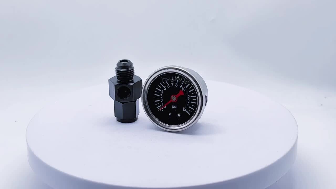 Liquid 0-15psi Fuel Pressure Gauge Regulator Gauge 1/8 NPT W/ 6AN Adapter