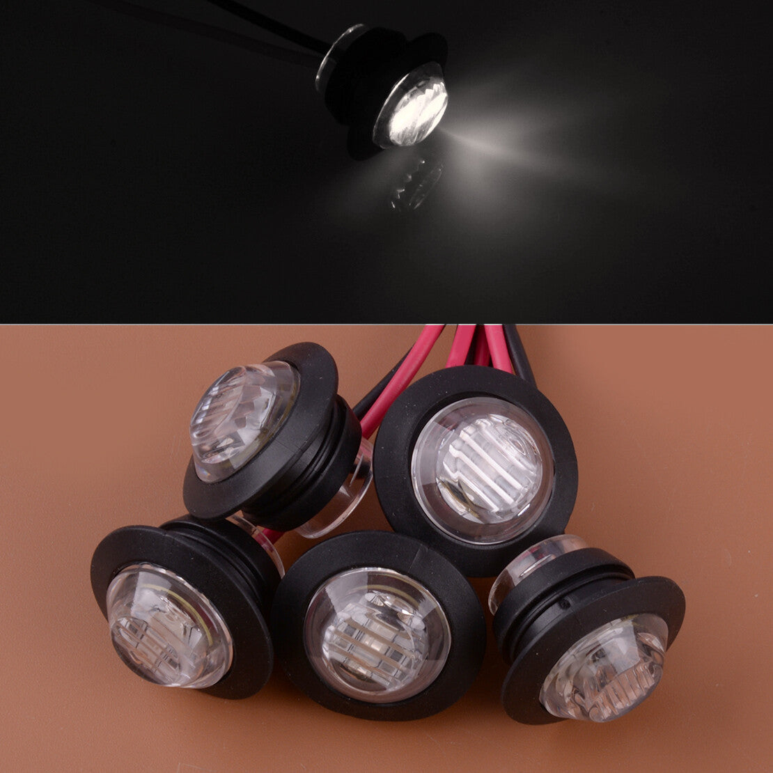 5x Marker Lights 3/4 LED Truck Trailer Round Clearance Side Light Amber Lamp