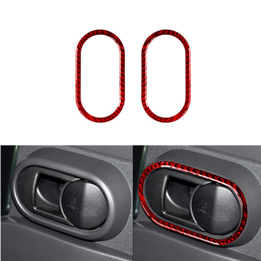 2x Red Carbon Fiber Rear Door Handle Outer Frame Trim for Jeep for Wrangler 2007-10