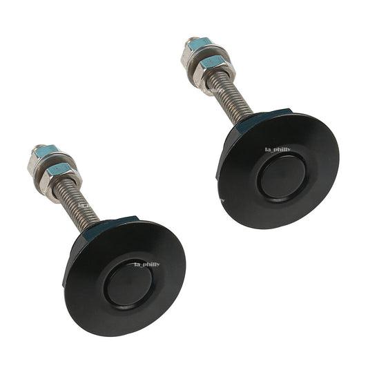 2Pcs Universal 1.25 Black Push Button Quick Release Bonnet Hood Pins Lock