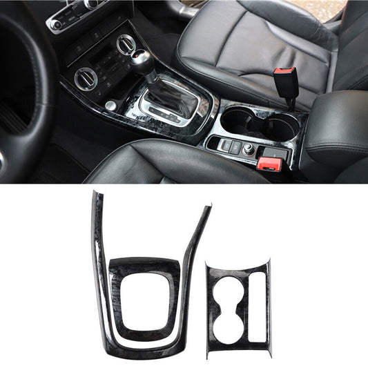 Fit for Audi Q3 15-18 Black Wood Grain Console Gear Shift Water Cup Cover Trims