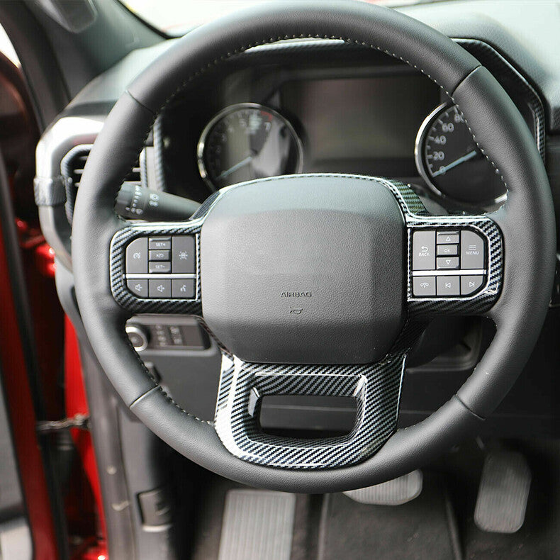 for Ford F150 F-150 2021-2023 Carbon Fiber Inner Steering Wheel Panel Cover Trim
