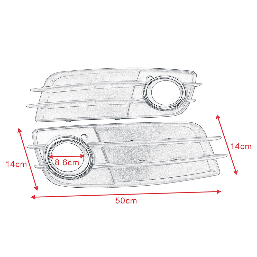 Fog light caps for the lower front grille of the left and right front bumpers of the 2008-12 for Audi A4 B8.