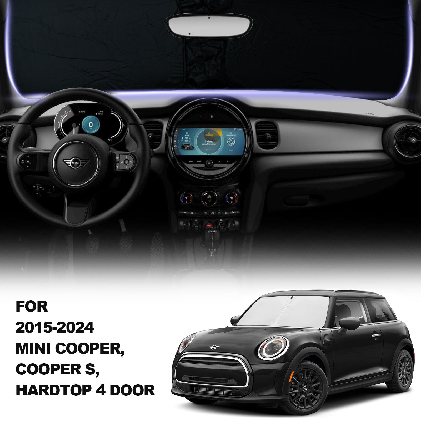 For 2015-2024 for Mini Cooper F55 F56 Windshield Sun Shade Foldable UV Block Cover