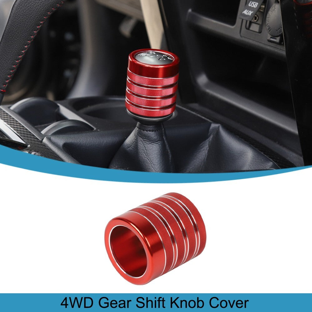 Red 4WD Gear Shift Knob Cover Trim Handbrake Lever Cap for 4Runner TRD 2010-2023