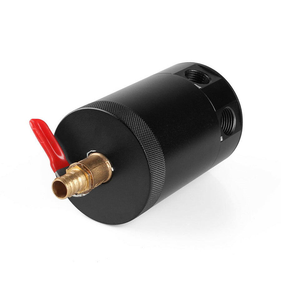 2-port compact air-oil separator in black aluminum alloy
