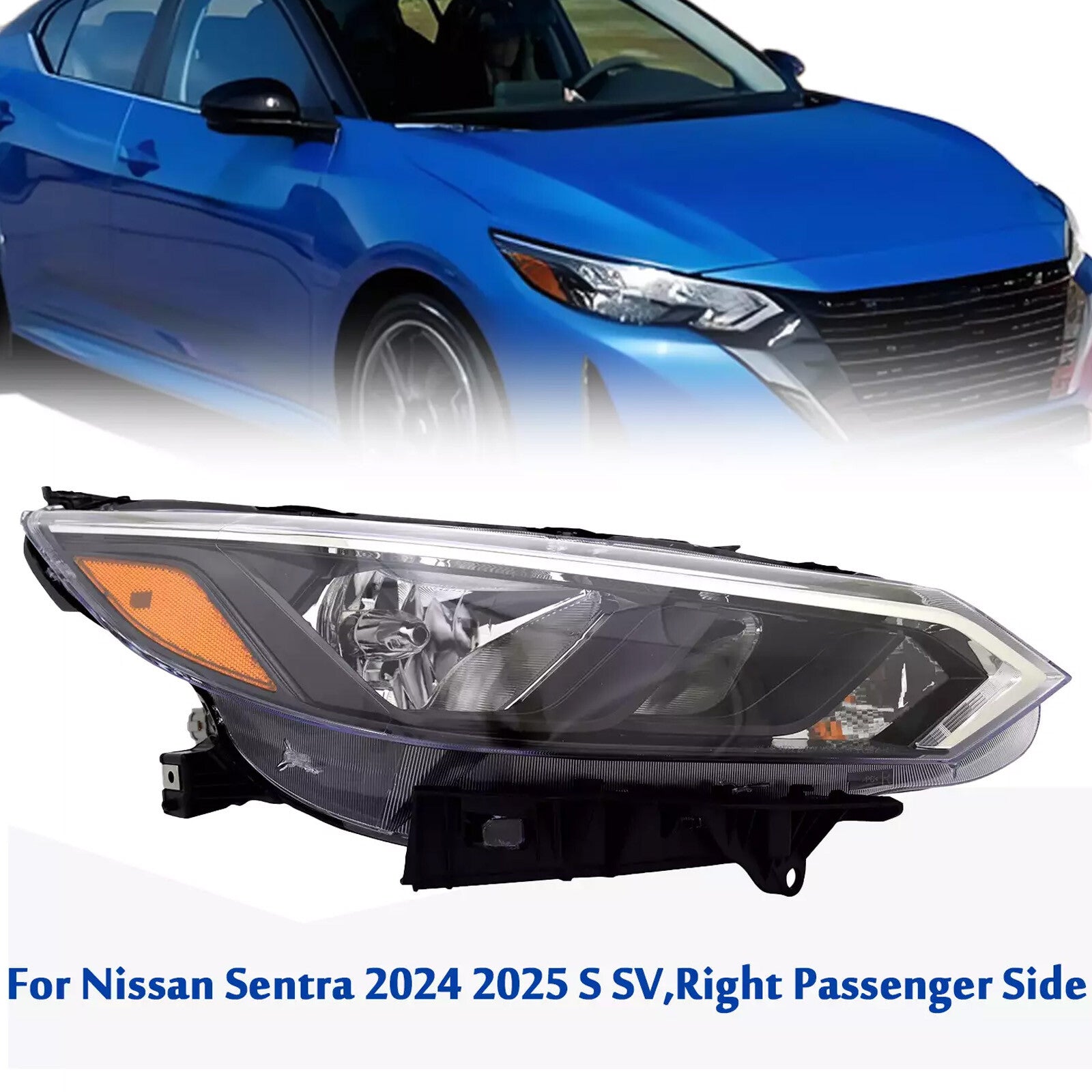 For 2024-2025 for Nissan Sentra S/SV Models Right Passenger Side Halogen Headlight