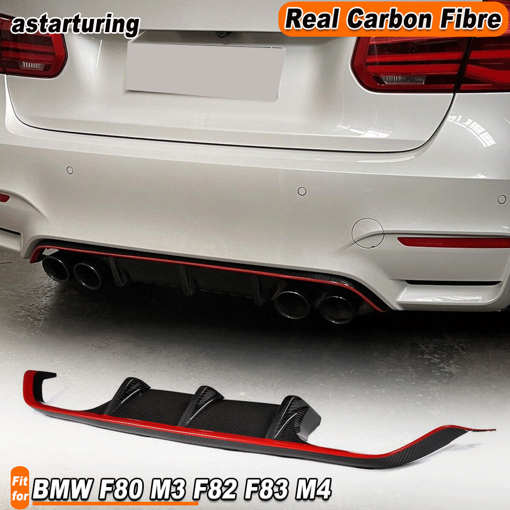 for BMW F80 M3 F82 F83 M4 2014-19 REAL Carbon Rear Bumper Diffuser Spoiler Quad