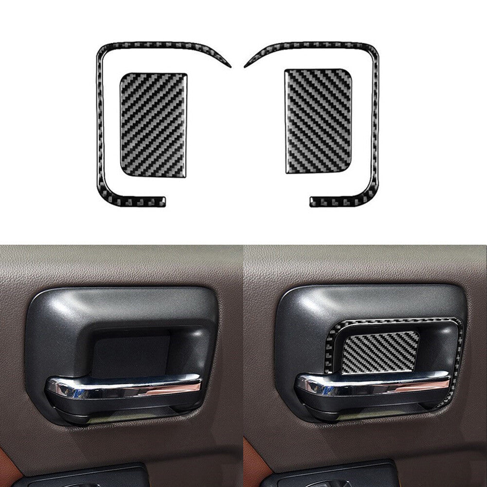 4pcs Carbon Fiber Rear Door Handle Cover Trim For Silverado for GMC for SIERRA 2014-2018
