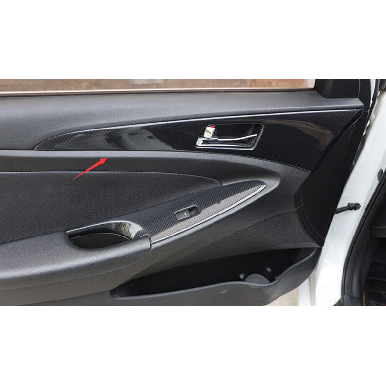 for Hyundai Sonata 2011-2014 Carbon Fiber Inner Door Bowl Panel Strap Cover Trim