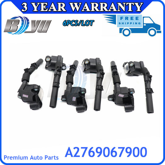 Ignition coils and spark plugs (6 pieces) for Mercedes-Benz C400, CLS400, E400 2015-2019