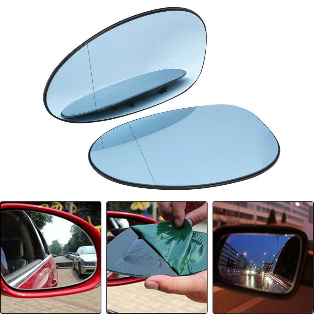 A pair of blue heated side mirrors for BMW E81 E87 E82 E90-93 / NO Z4