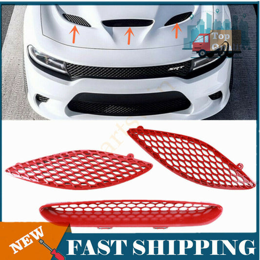 Suitable for 2015-2020 for Dodge Charger SRT Hellcat with Red Decorative Cover and Grille Frame