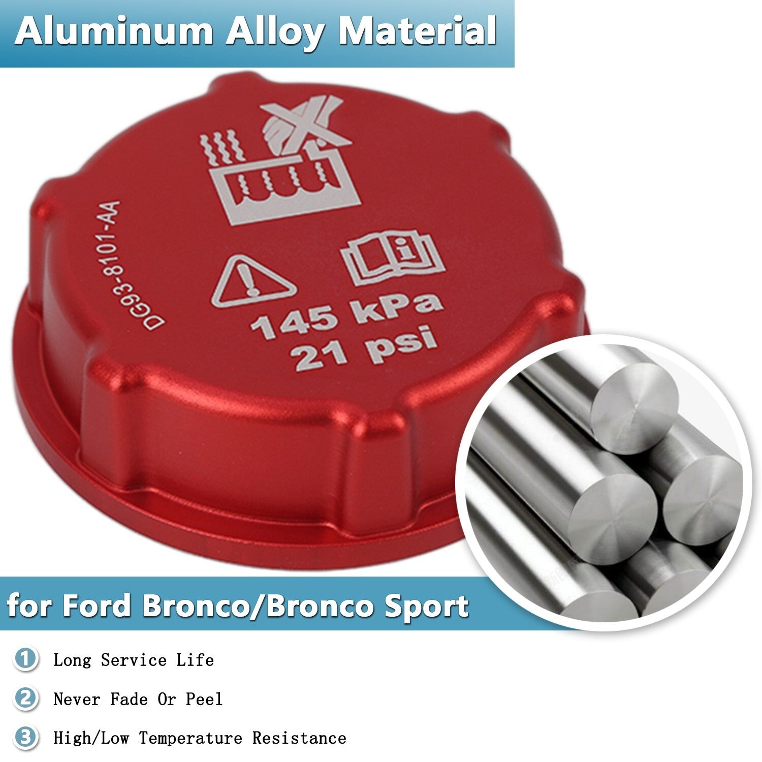 Brake Fluid/Engine Water Tank/Oil Trim Cap for Ford Bronco/Bronco Sport 2021+