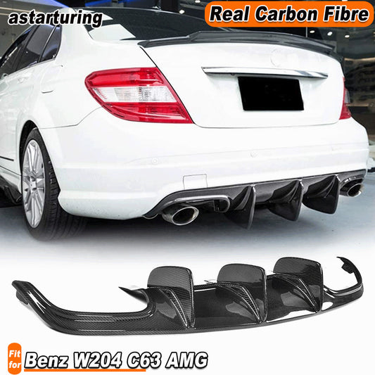 for Mercedes-Benz W204 C63 2009-11 REAL Carbon Rear Bumper Diffuser Big Fins
