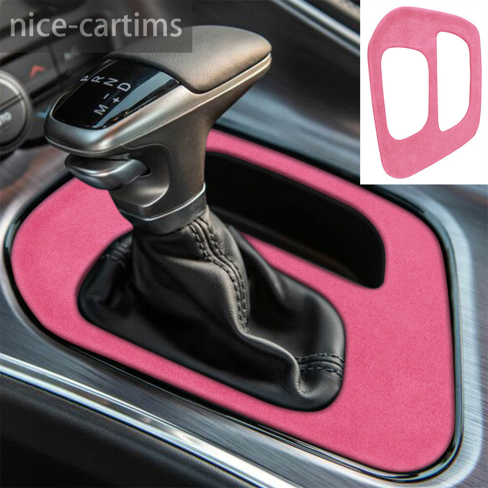Suede Pink Central Control Gear Shift Box Panel Cover for Dodge for Challenger 2015+