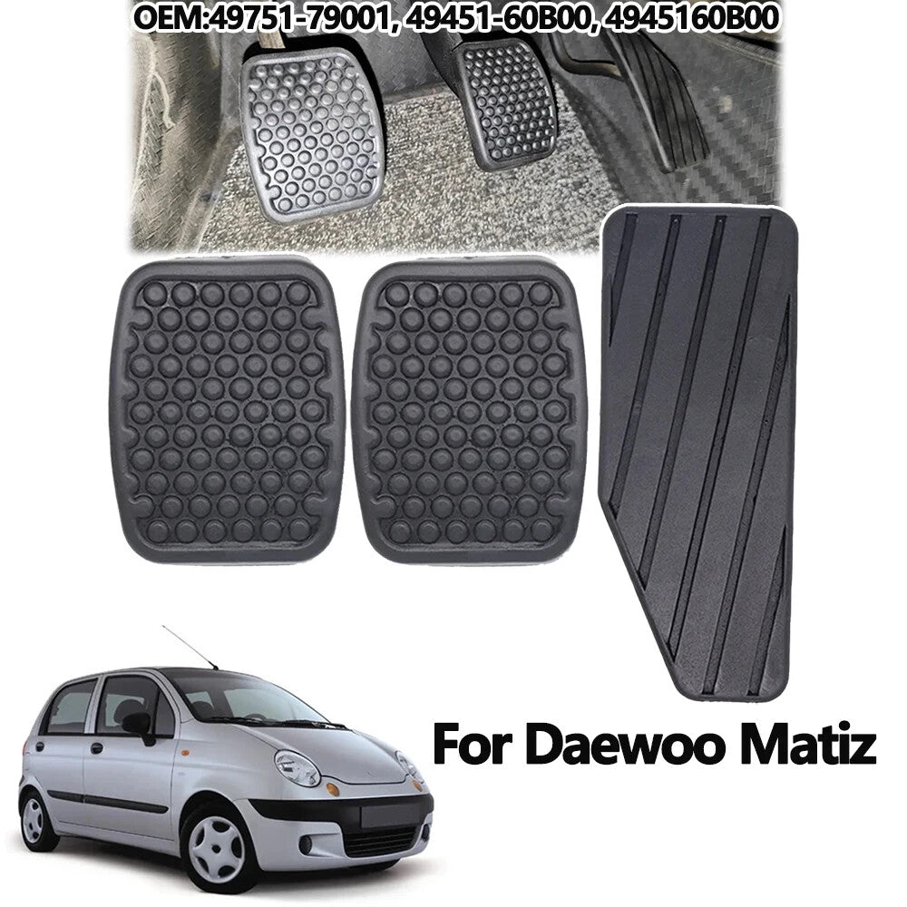 3PC For Matiz 1998 - 2010 Brake Clutch Accelerator Pedal Rubber Pad Cover