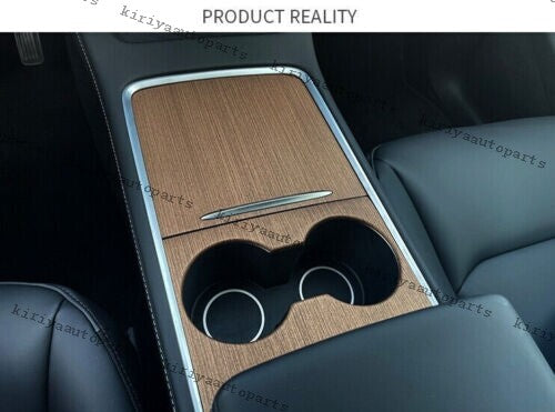 for Tesla Model 3 Y 2020-2023 Pear Wood Grain Center Console Water Cup Panel 2PC