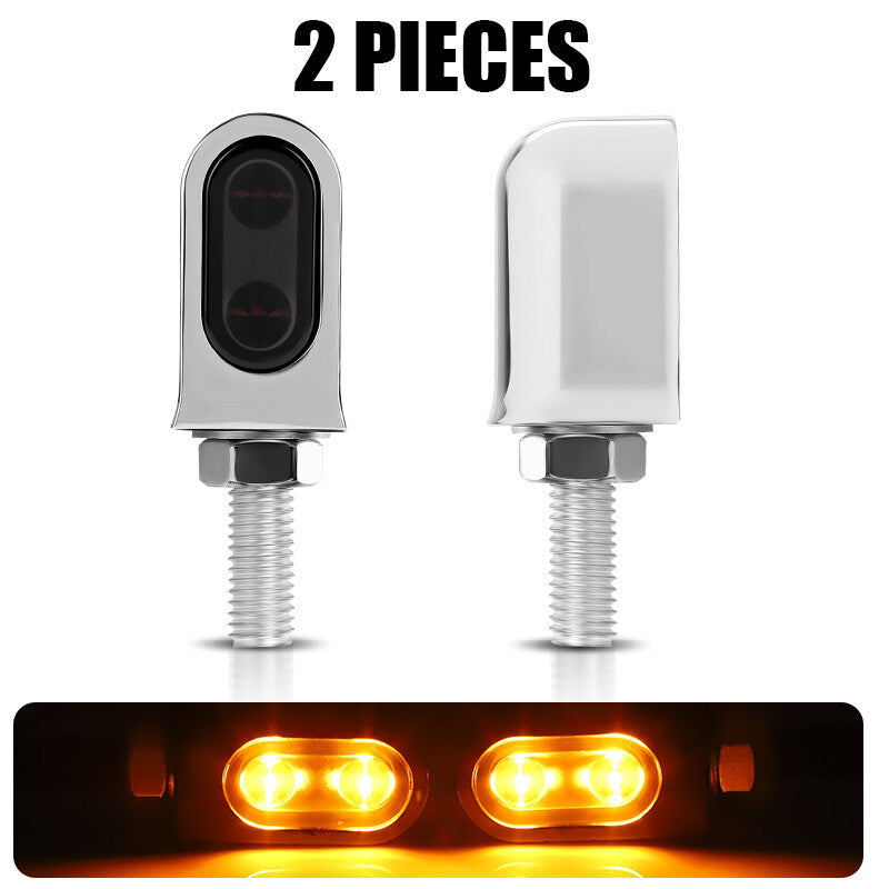 Chrome Amber Motorcycle LED Turn Signal Blinker for Mini Light For Bobber Cafe Racer