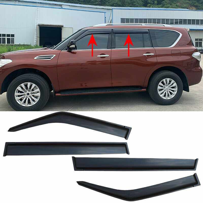 for Nissan Armada 2017-2021 Black Vent Window Visor Sun Rain Guard Shade Trim 4x