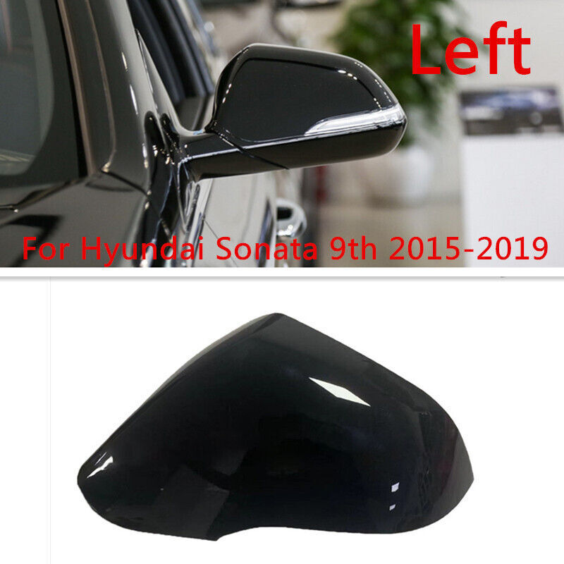 Black LH Rearview Door Mirror Cap Shell Cover for Hyundai Sonata 9th 2015-2019